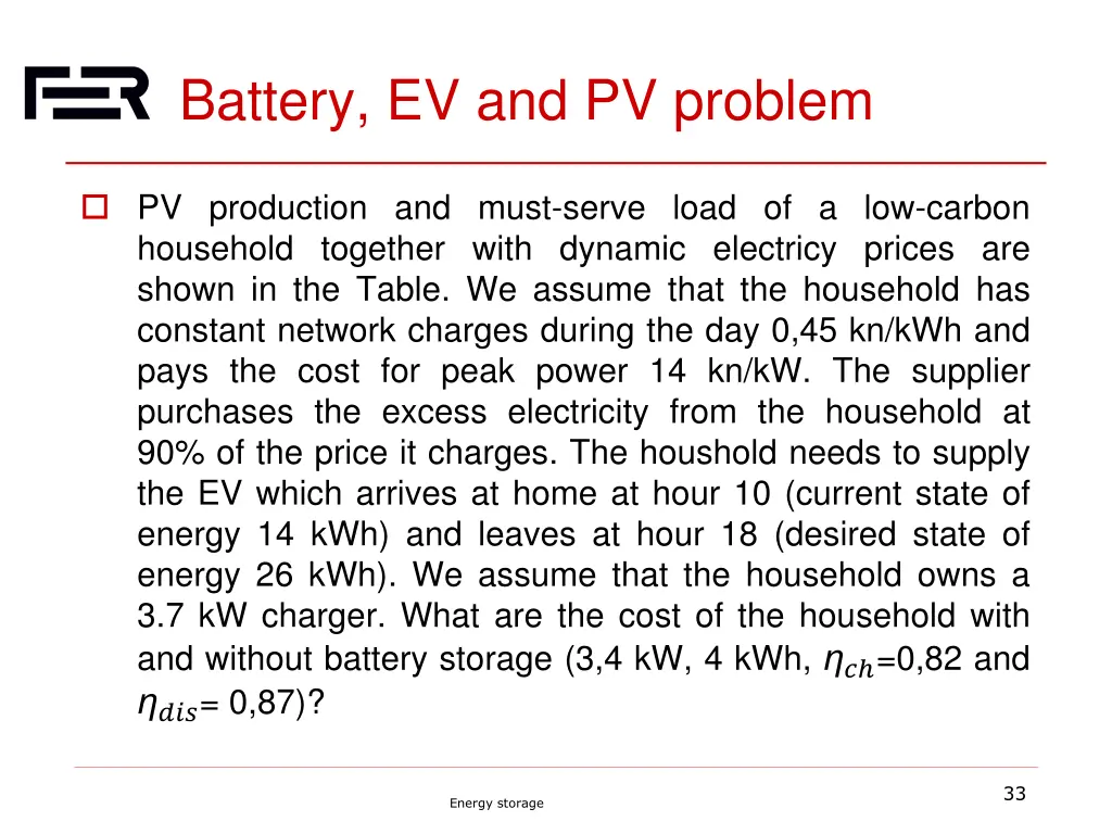 battery ev and pv problem