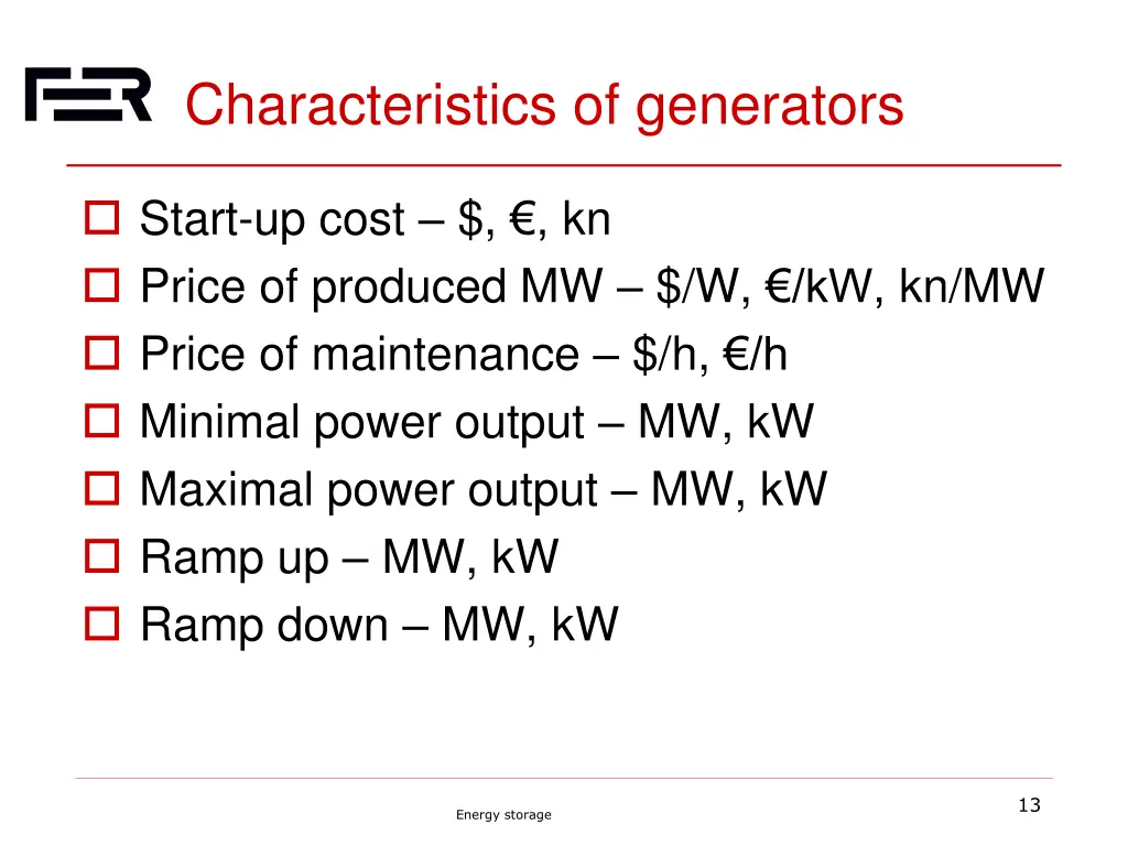 characteristics of generators