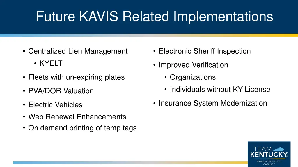 future kavis related implementations