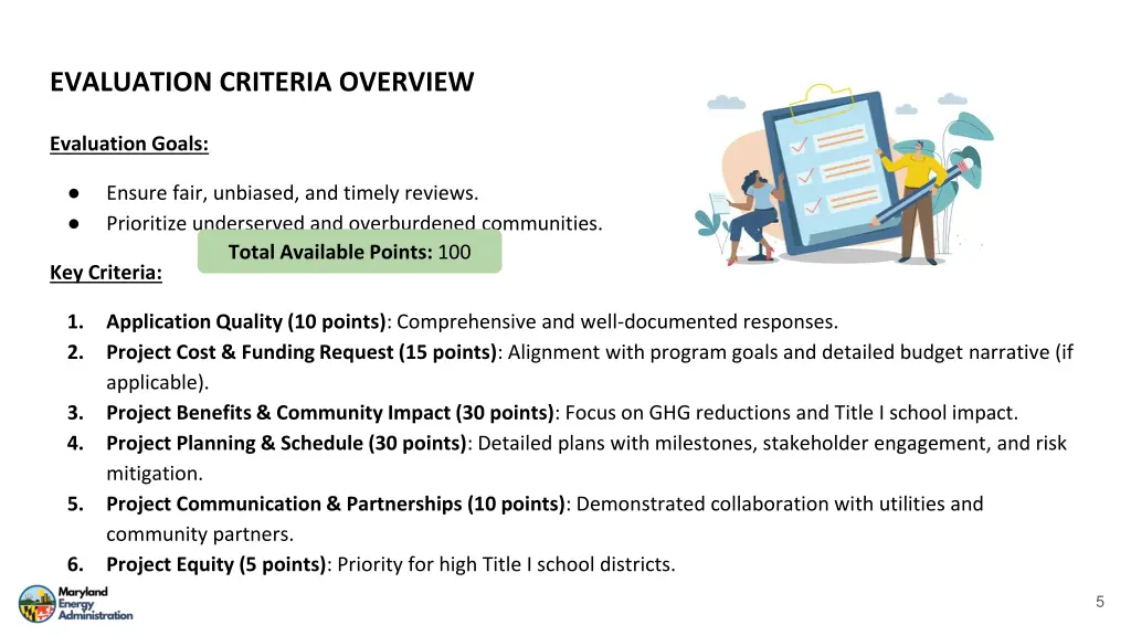 evaluation criteria overview
