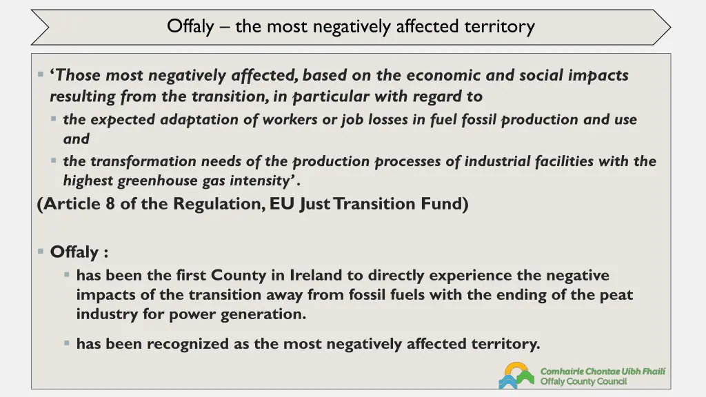 offaly the most negatively affected territory