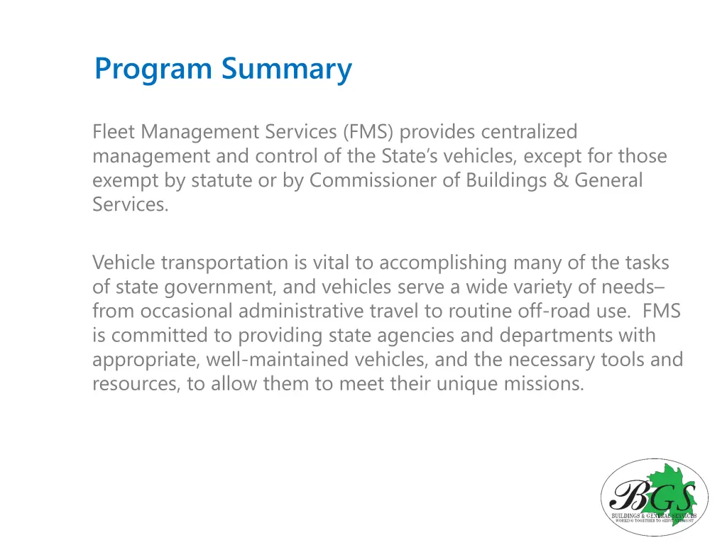 program summary