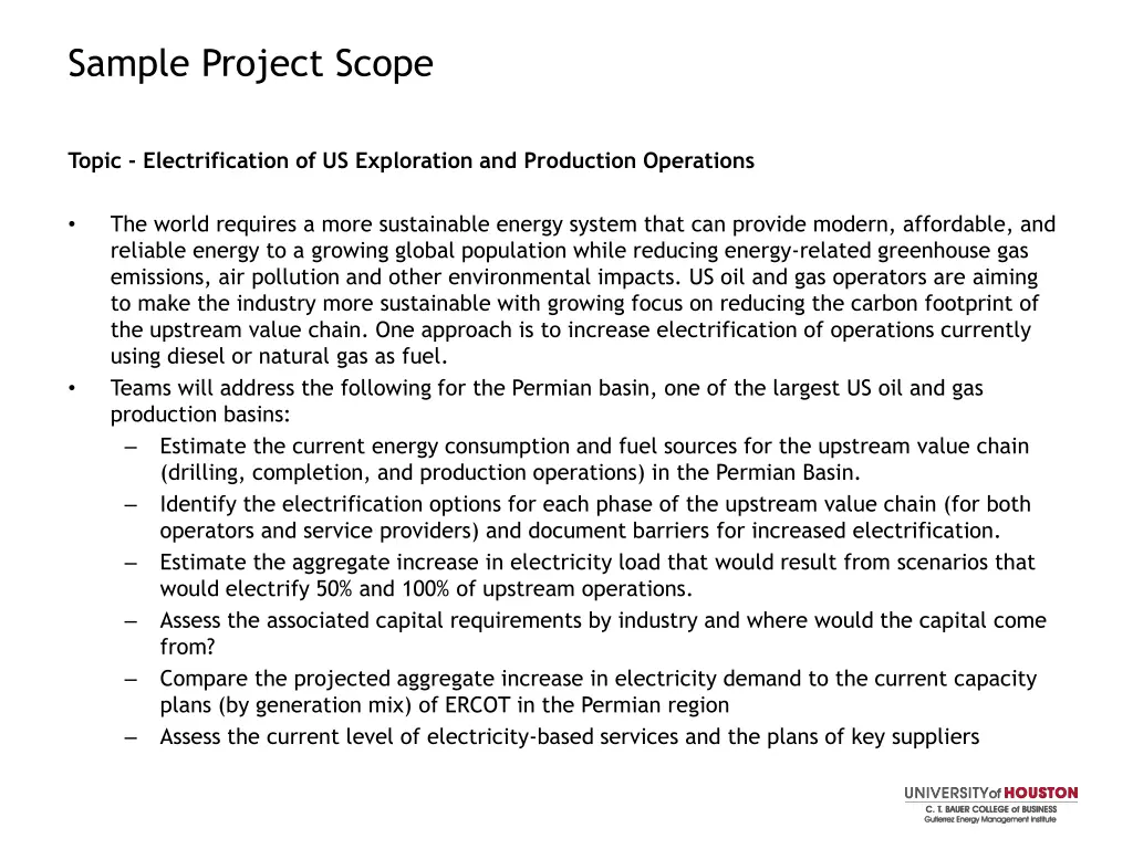 sample project scope