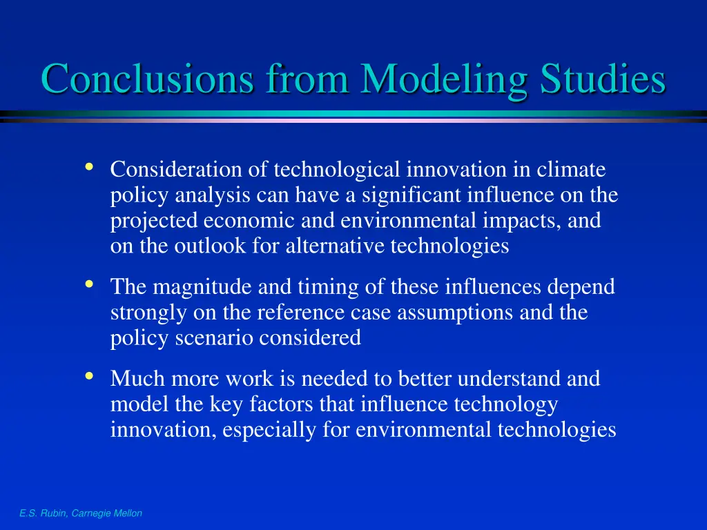 conclusions from modeling studies