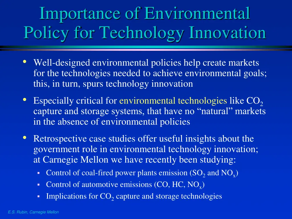 importance of environmental policy for technology