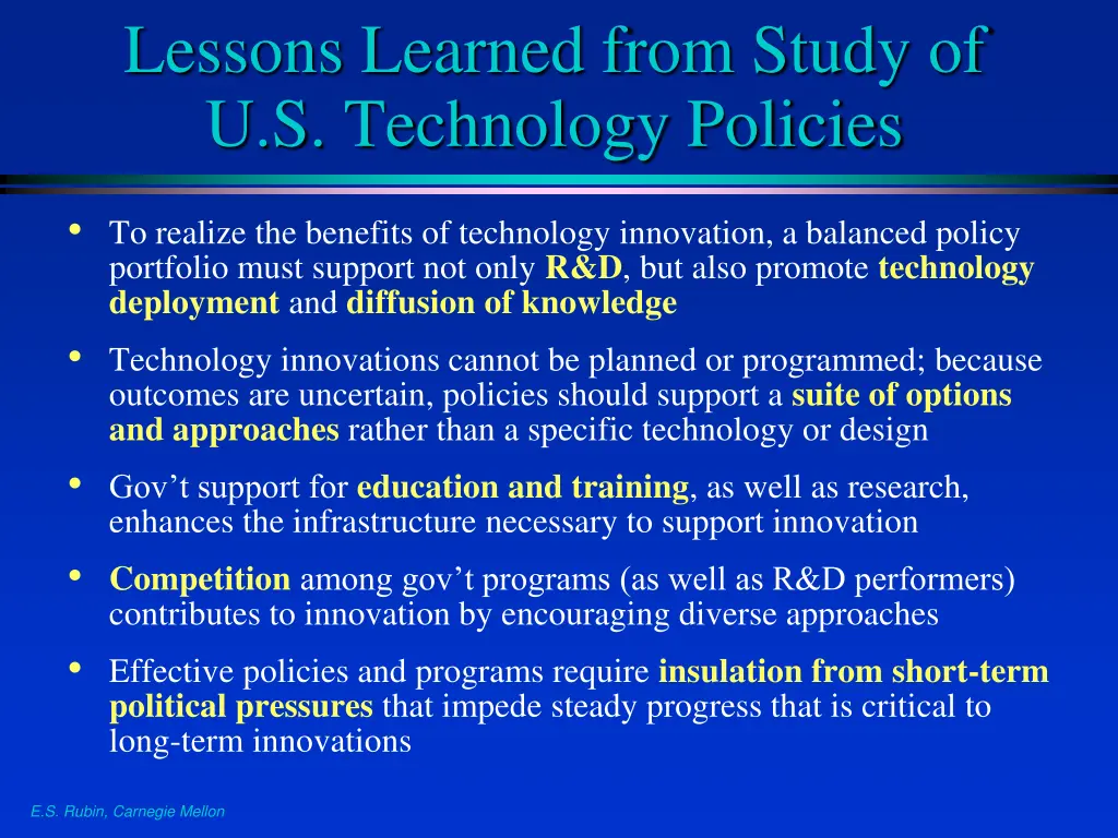 lessons learned from study of u s technology