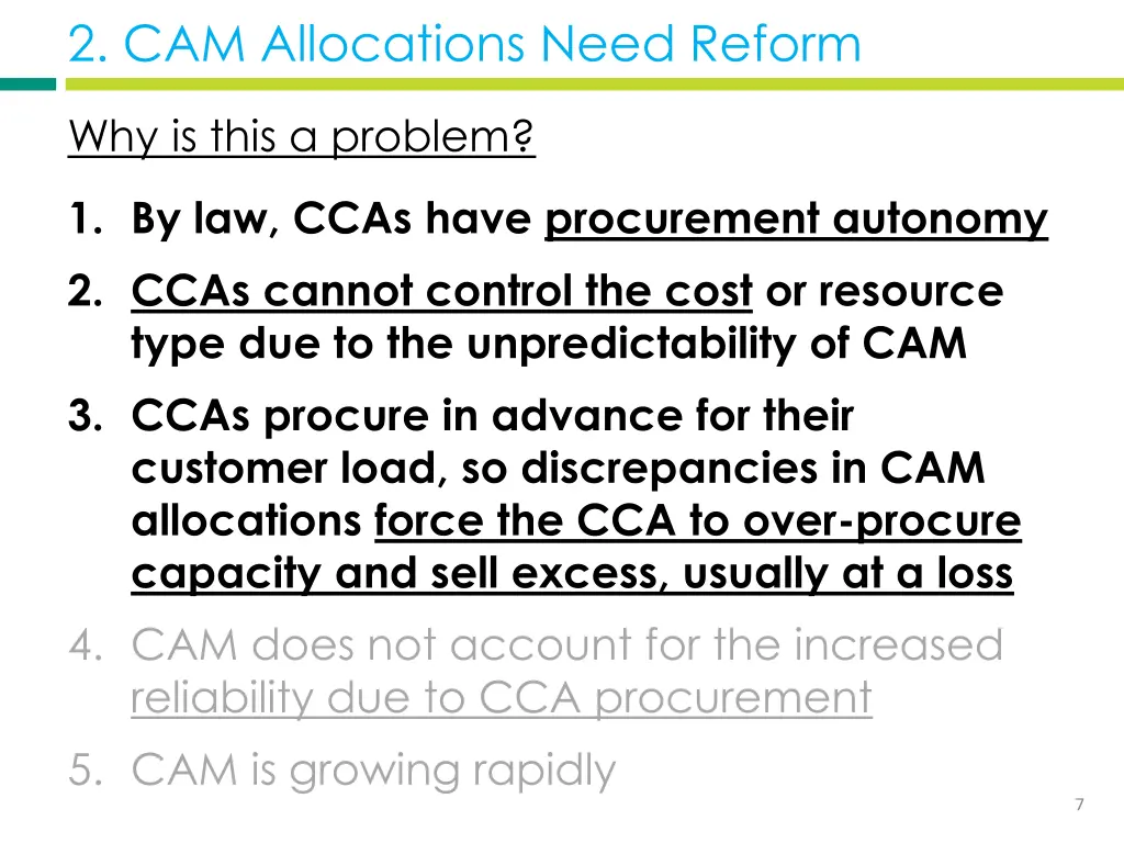 2 cam allocations need reform