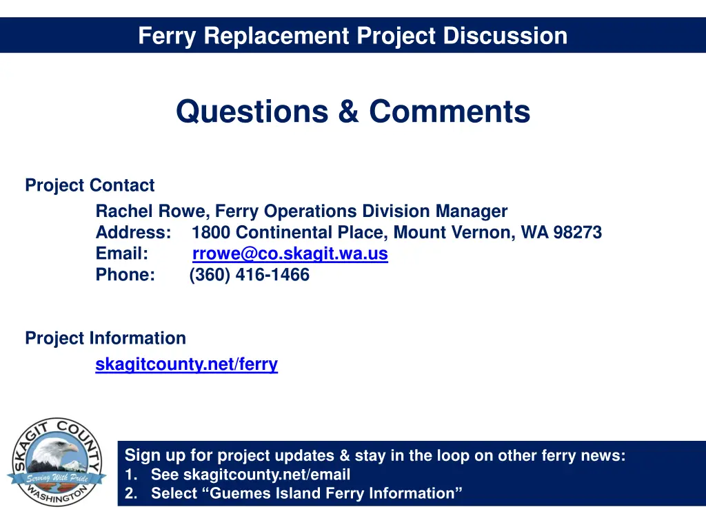 ferry replacement project discussion
