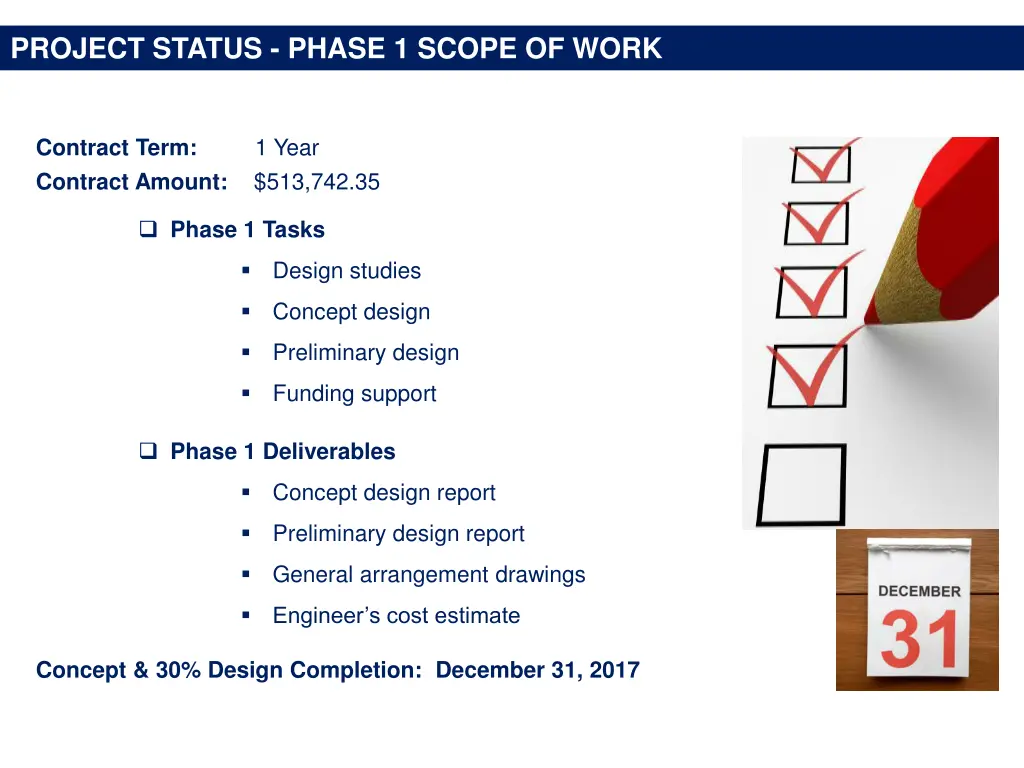 project status phase 1 scope of work