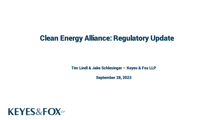 clean energy alliance regulatory update