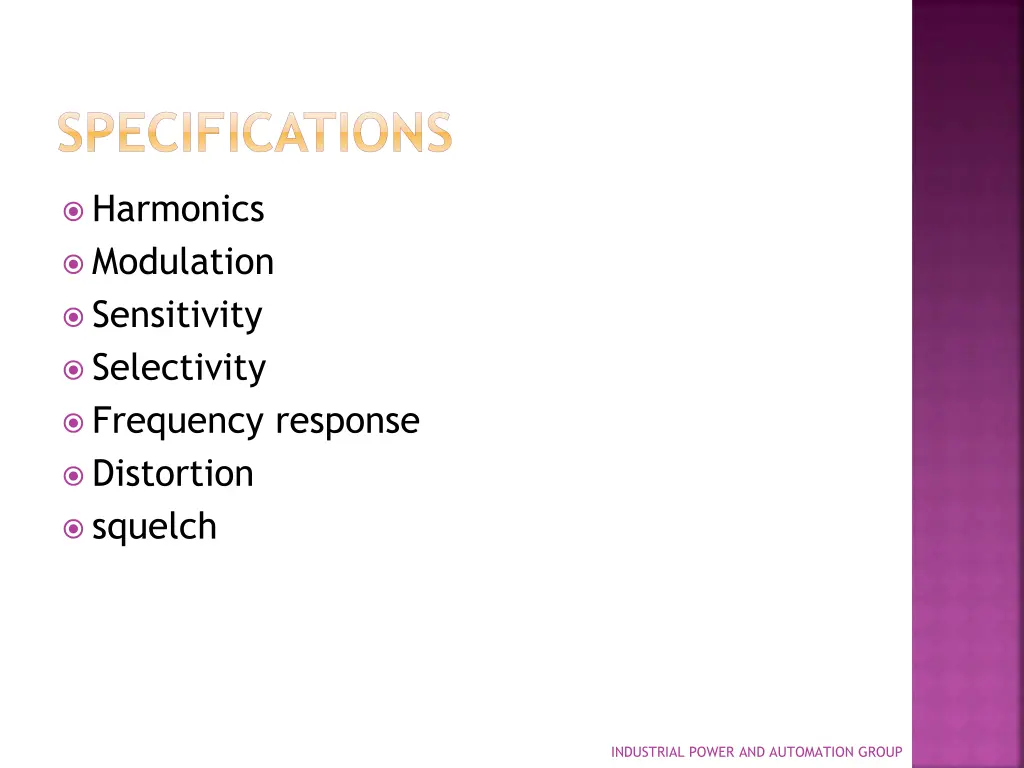 specifications