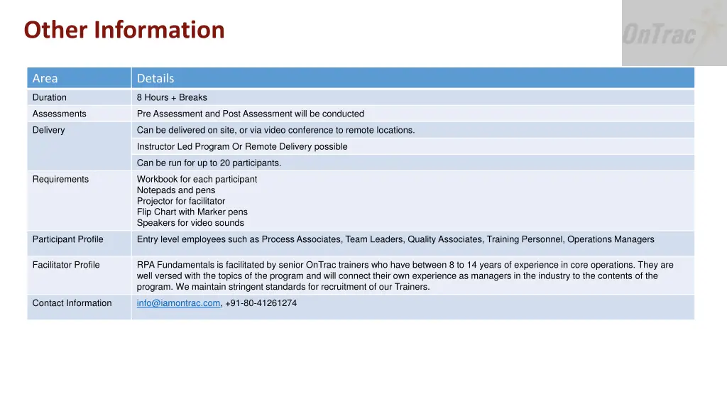 other information