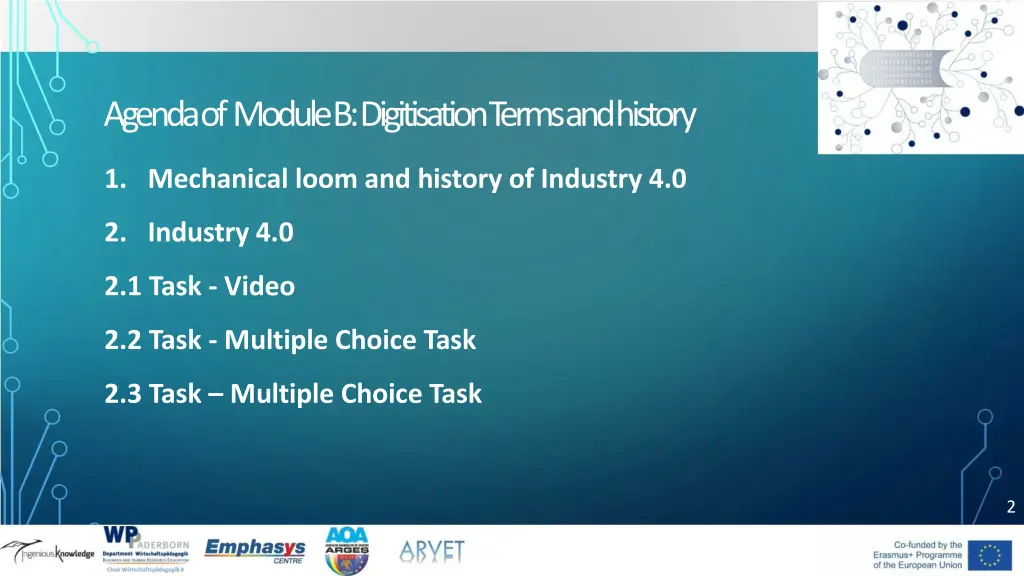 agenda of module b digitisation t erms and history