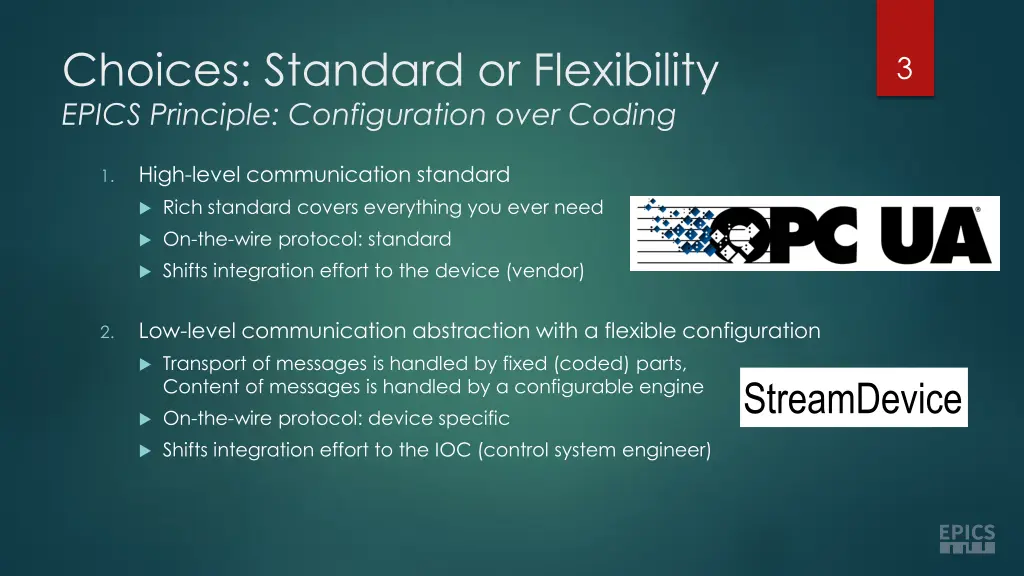 choices standard or flexibility epics principle
