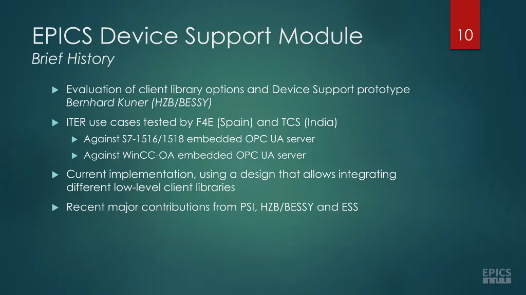 epics device support module brief history