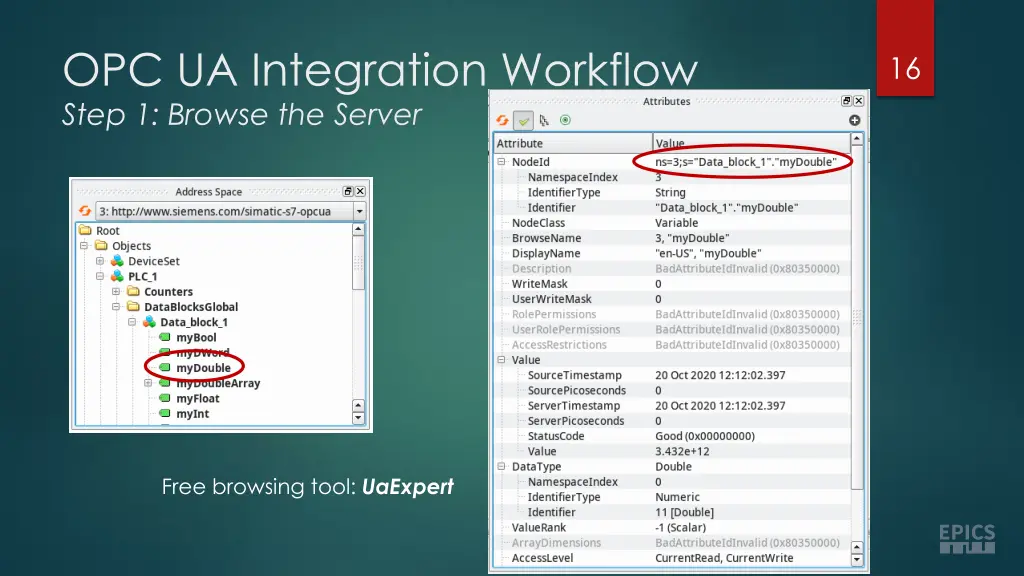 opc ua integration workflow step 1 browse