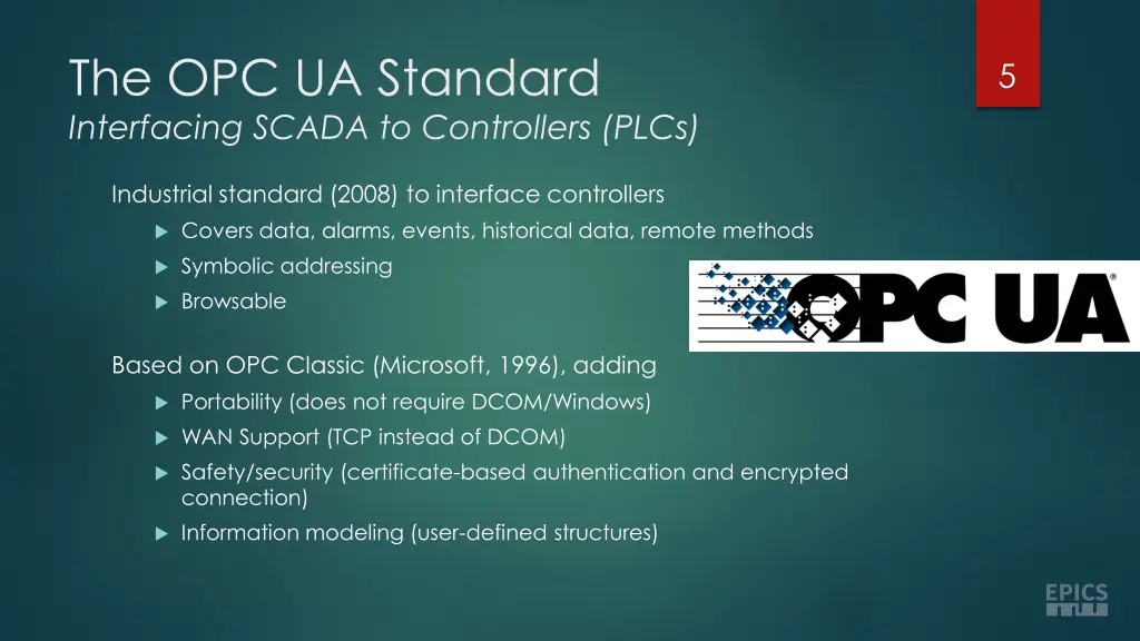 the opc ua standard interfacing scada