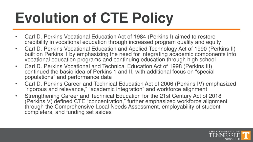 evolution of cte policy 1