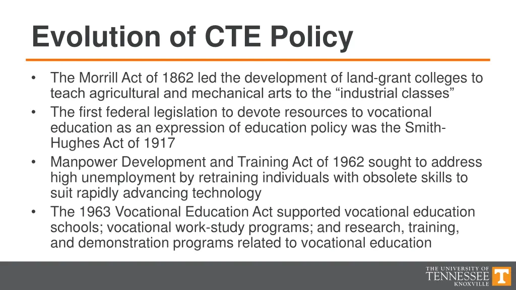 evolution of cte policy