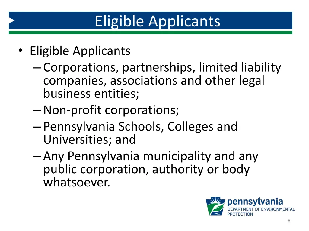 eligible applicants