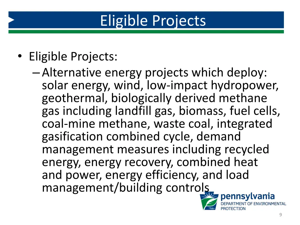 eligible projects