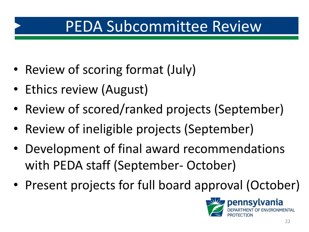 peda subcommittee review