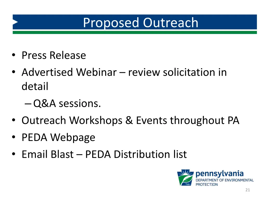 proposed outreach