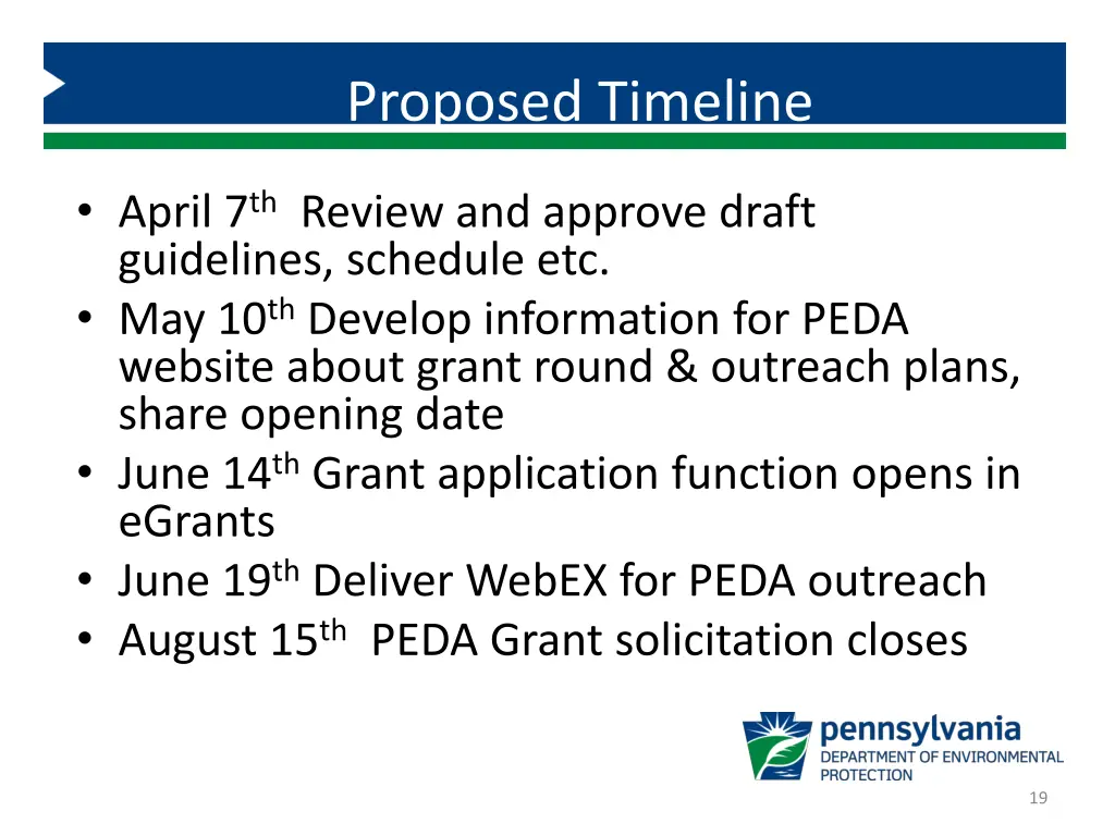 proposed timeline