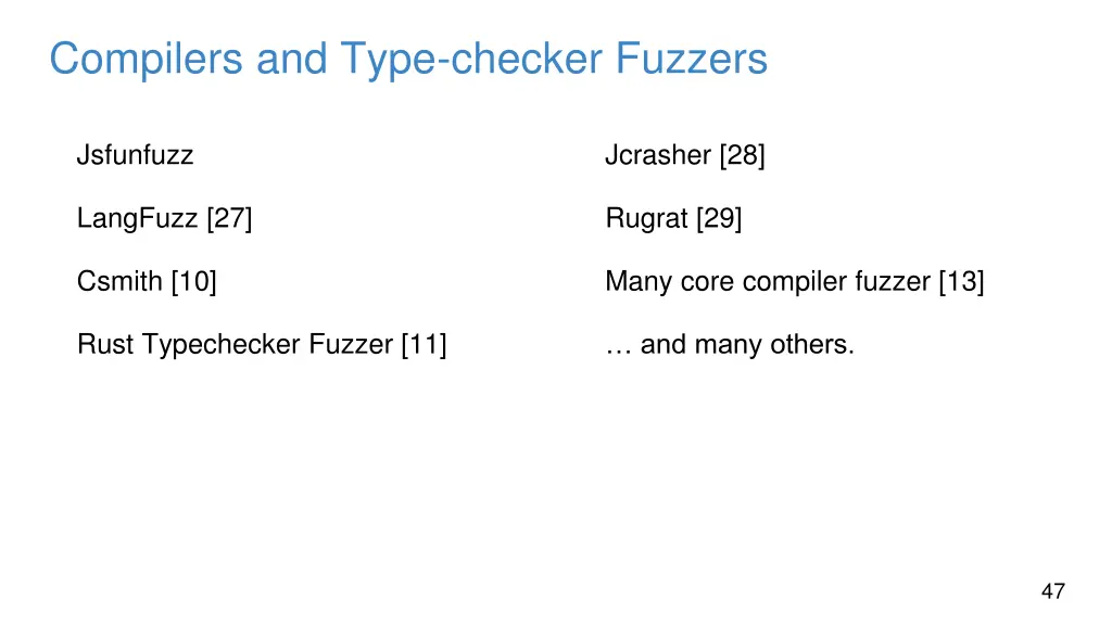 compilers and type checker fuzzers
