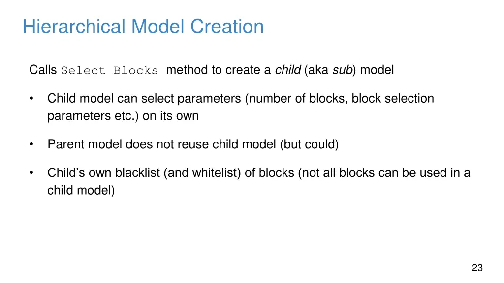 hierarchical model creation