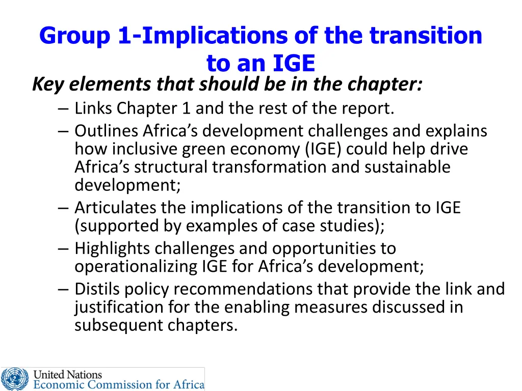 group 1 implications of the transition