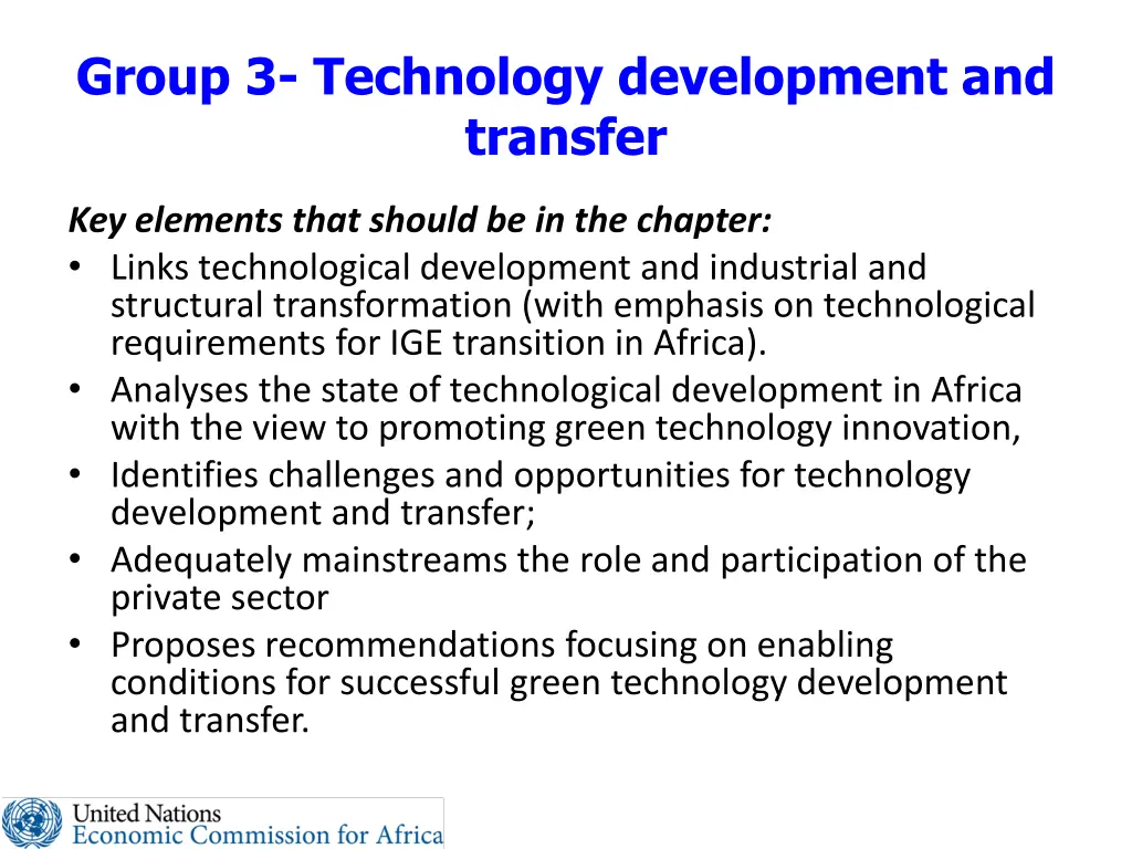 group 3 technology development and transfer