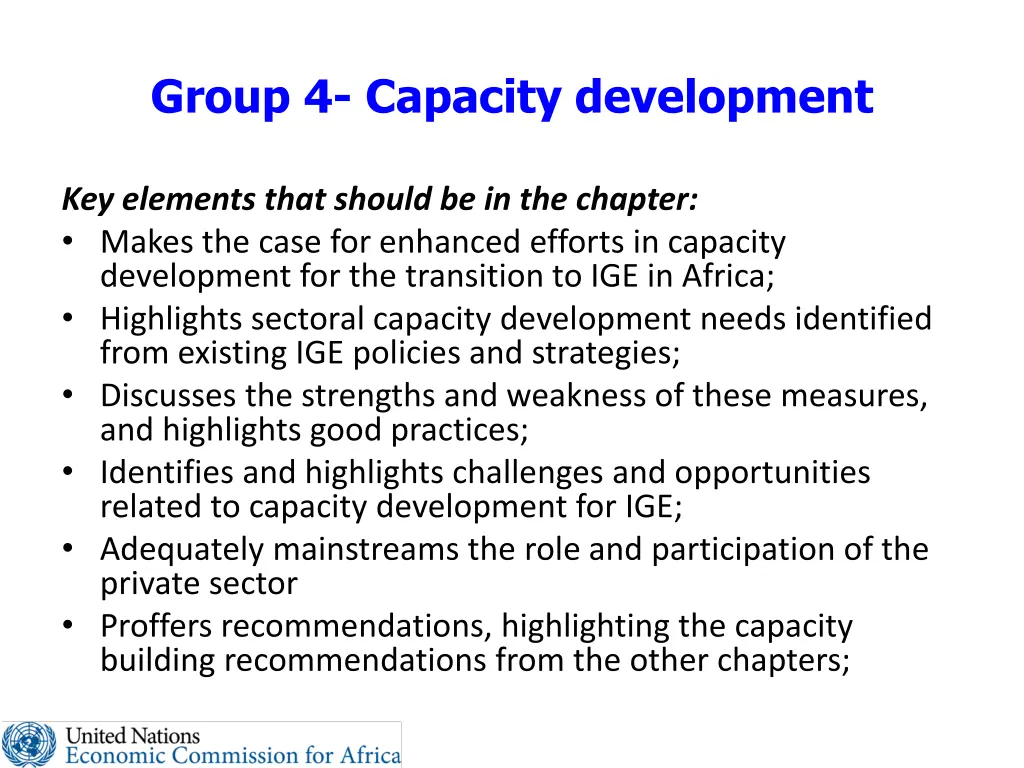 group 4 capacity development