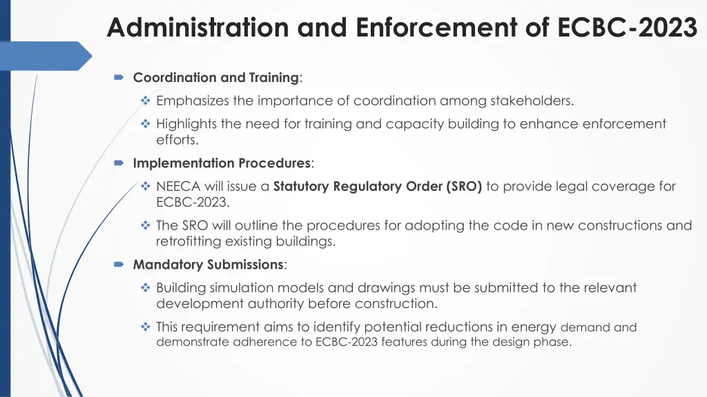 administration and enforcement of ecbc 2023 1