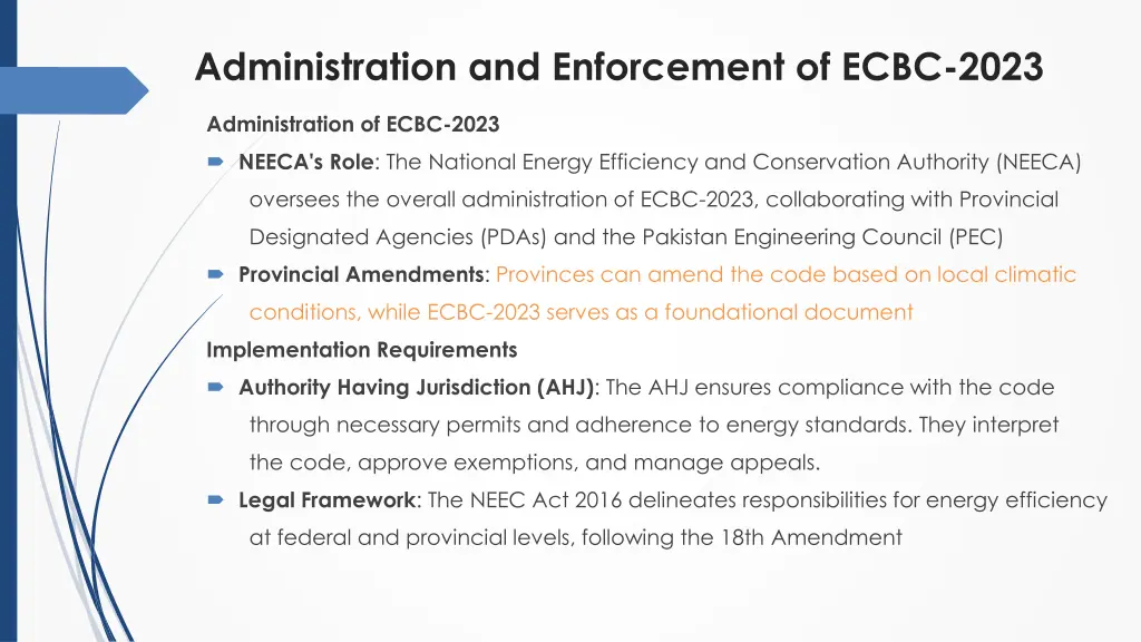 administration and enforcement of ecbc 2023 2
