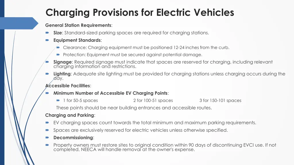 charging provisions for electric vehicles