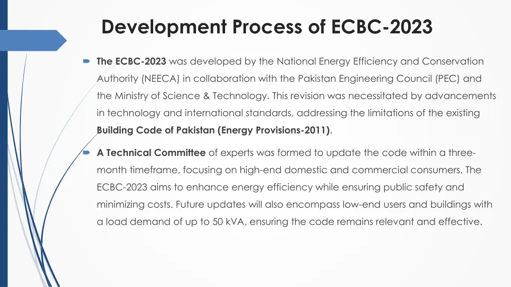development process of ecbc 2023