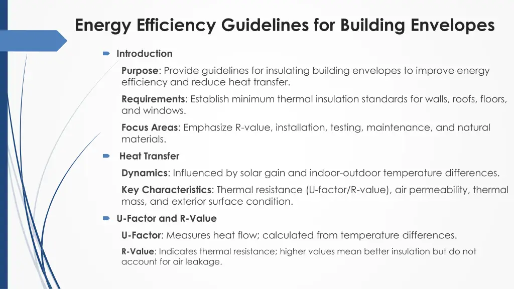 energy efficiency guidelines for building
