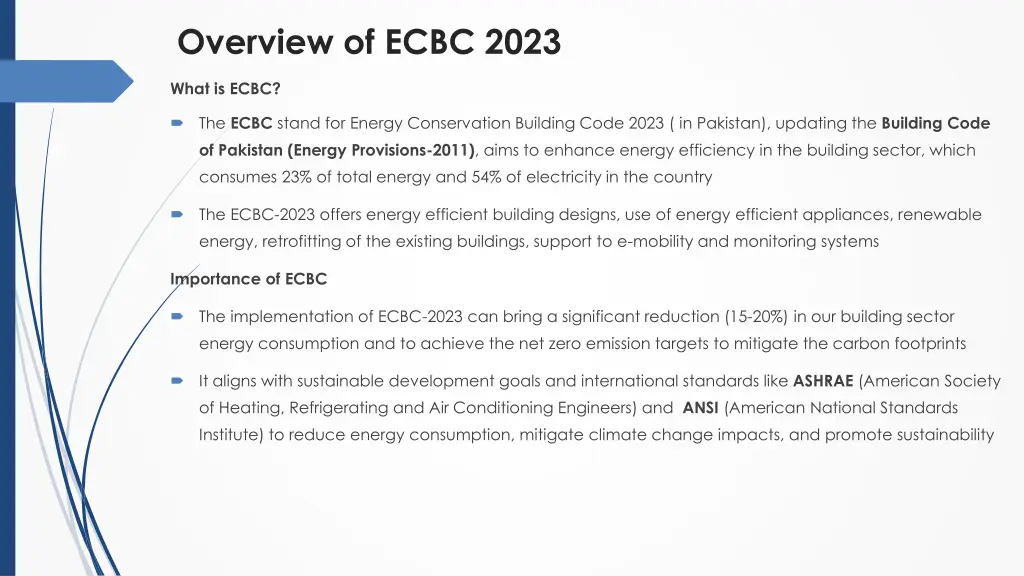 overview of ecbc 2023