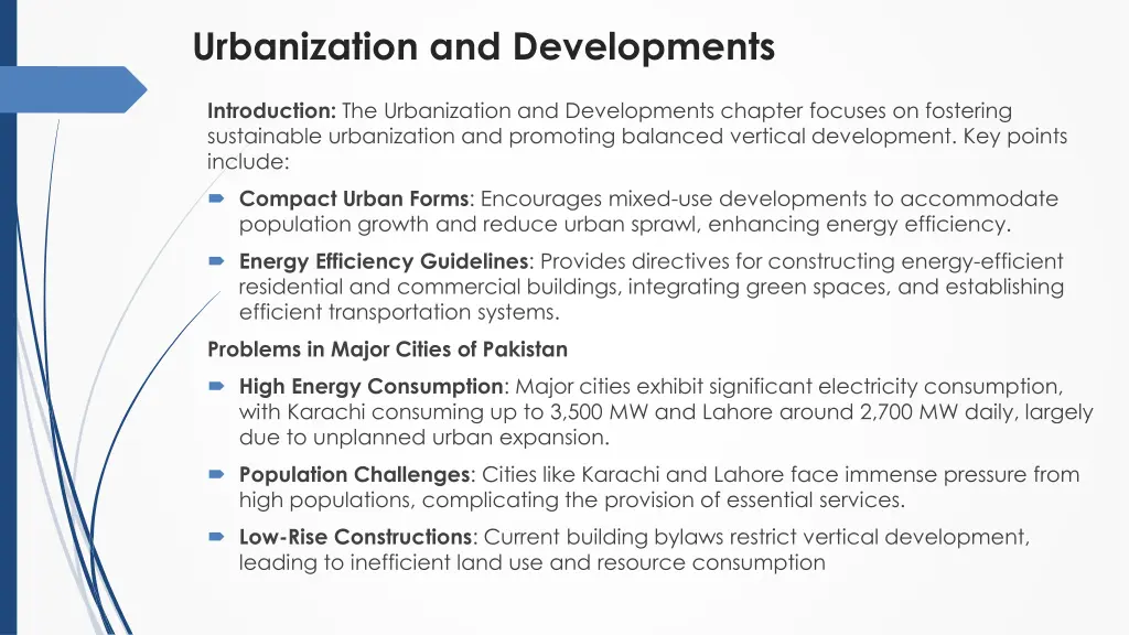 urbanization and developments
