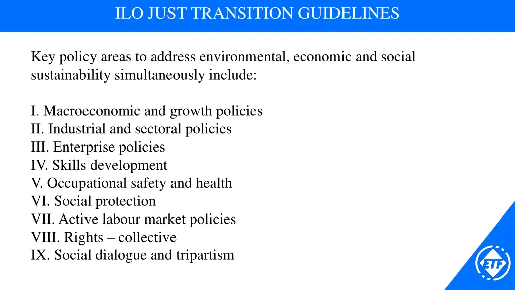 ilo just transition guidelines