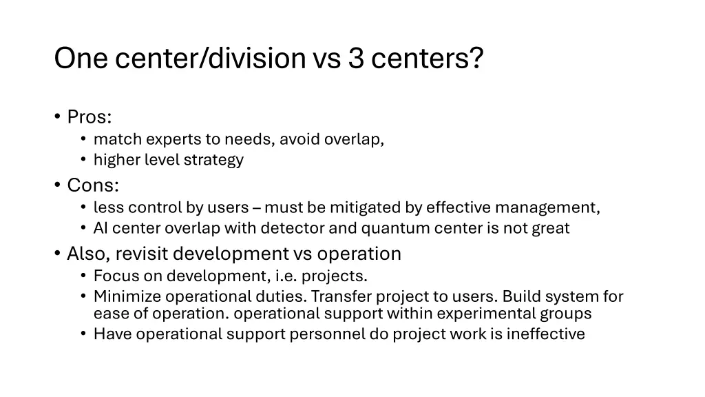 one center division vs 3 centers