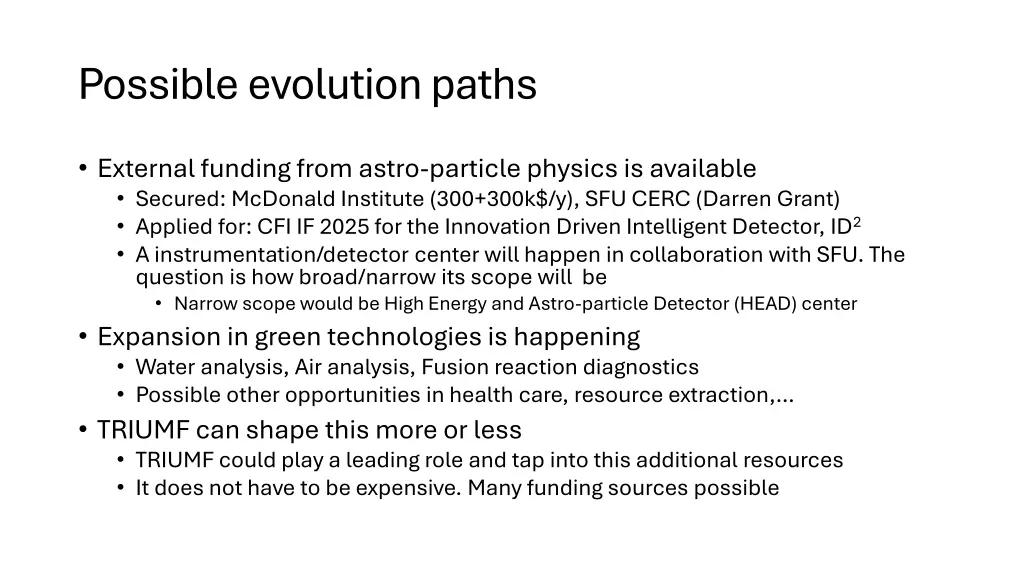 possible evolution paths