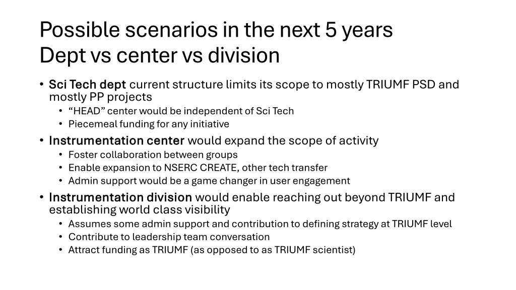 possible scenarios in the next 5 years dept