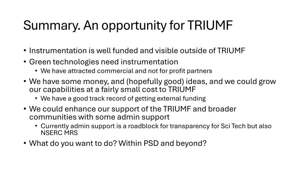 summary an opportunity for triumf