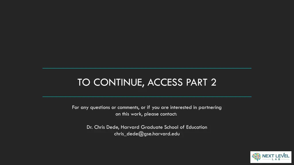 to continue access part 2