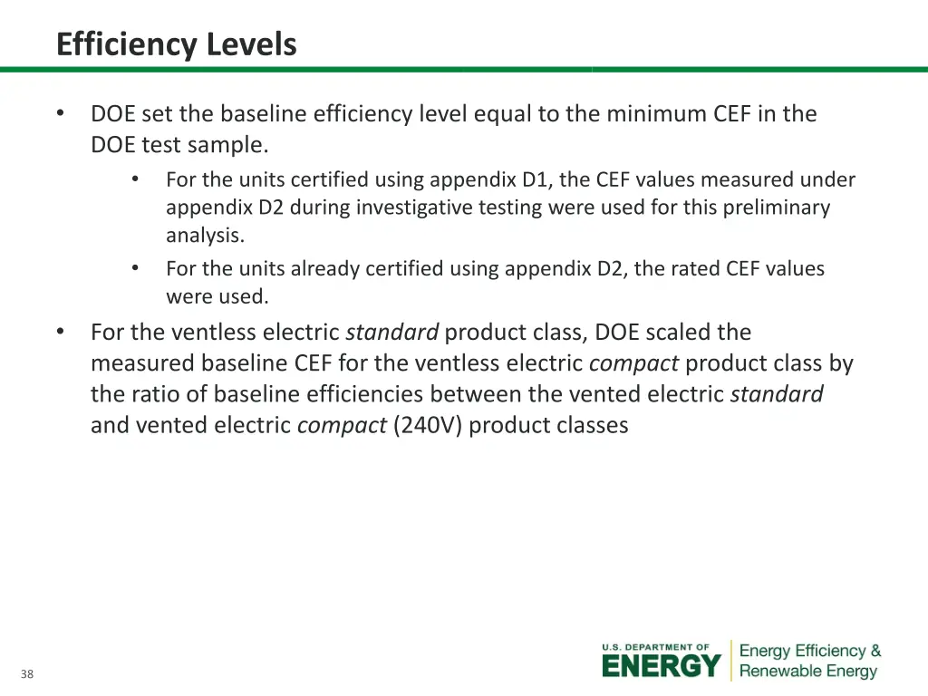 efficiency levels