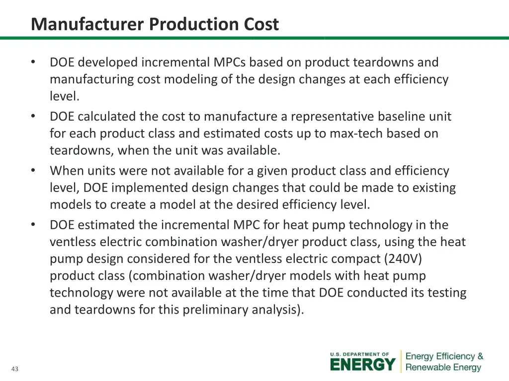 manufacturer production cost