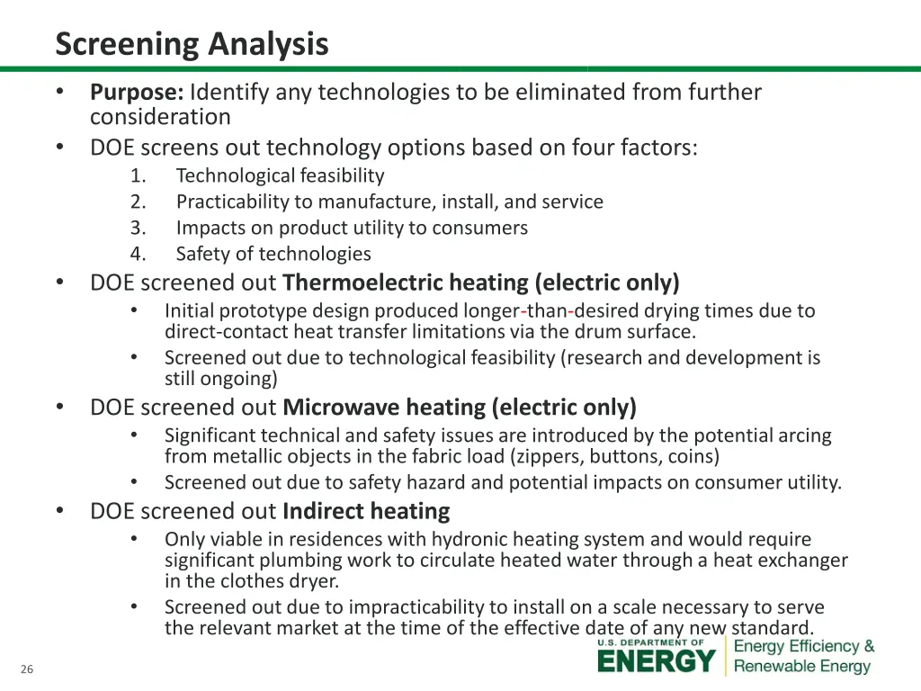 screening analysis