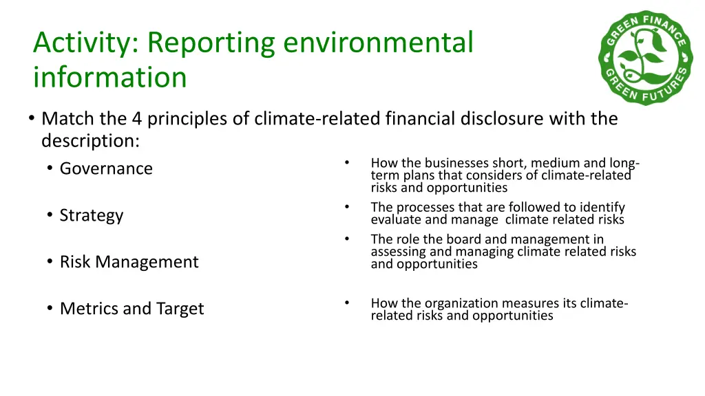activity reporting environmental information 1